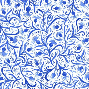 Watercolor Blue Ditsy Floral