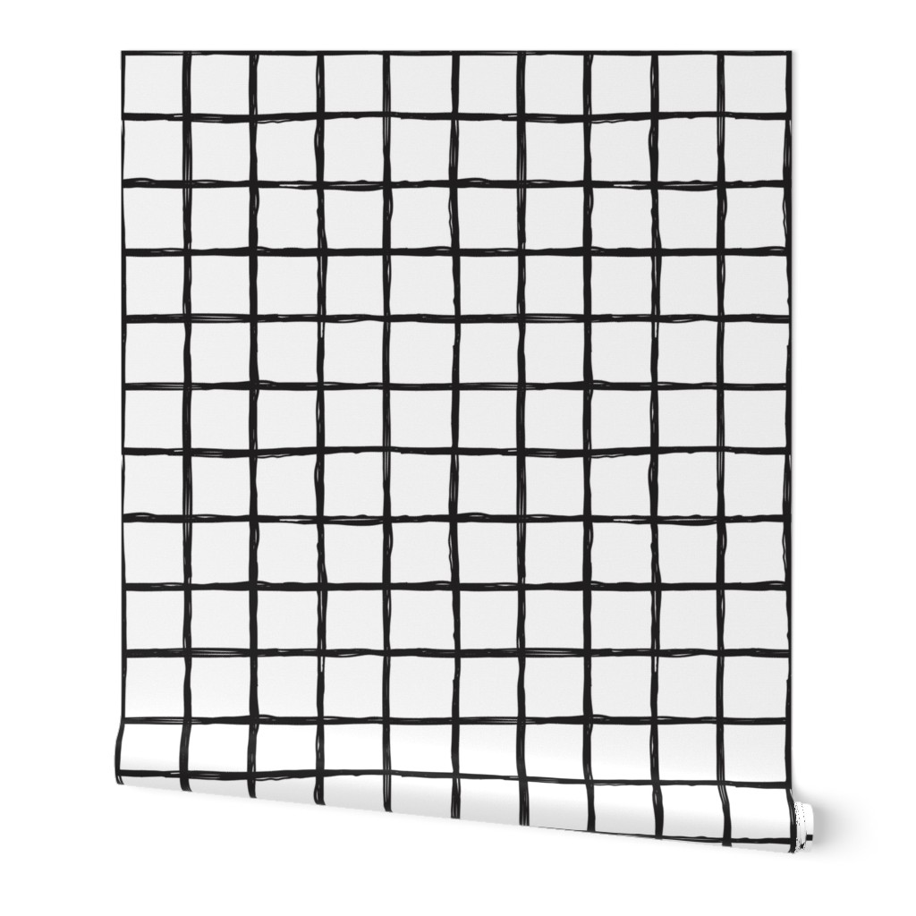 Abstract geometric black and white checkered stripe trend pattern grid