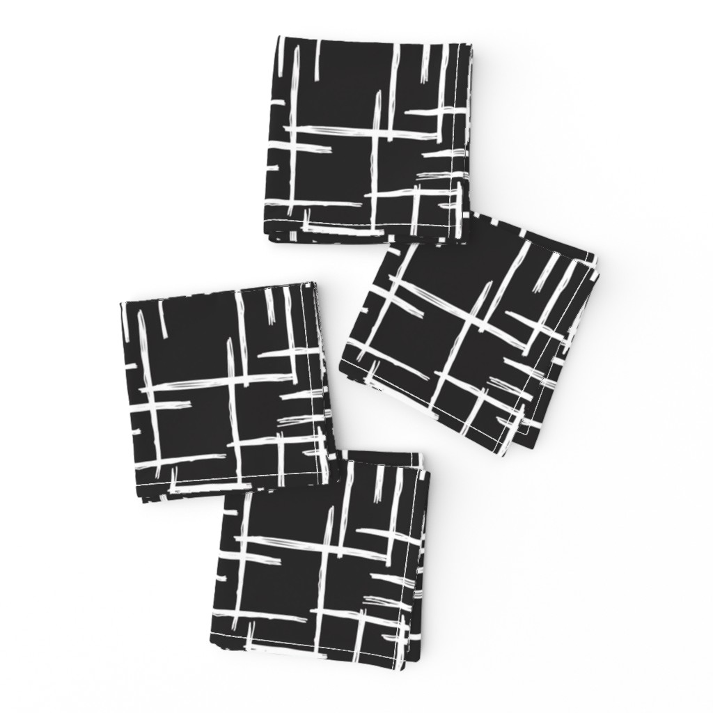 Abstract geometric raster black and white checkered stripe stroke and lines trend pattern grid