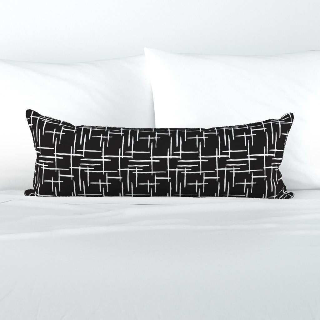 Abstract geometric raster black and white checkered stripe stroke and lines trend pattern grid