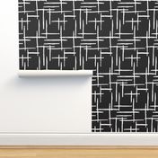 Abstract geometric raster black and white checkered stripe stroke and lines trend pattern grid