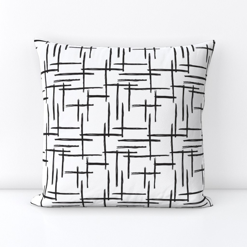 Abstract geometric black and white checkered stripe trend pattern grid