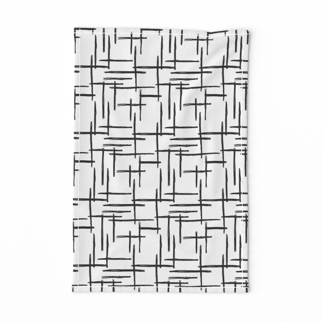 Abstract geometric black and white checkered stripe trend pattern grid