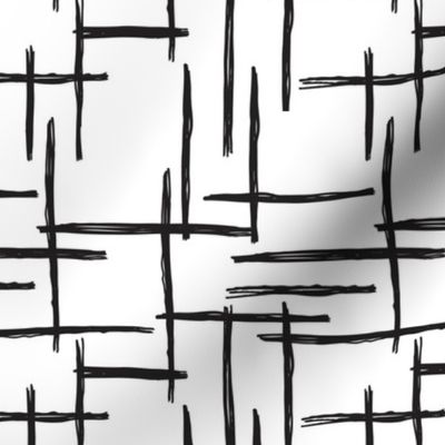 Abstract geometric black and white checkered stripe trend pattern grid