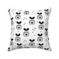 Abstract retro fruit black and white apple illustration scandinavian love print