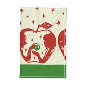 Snow White Red Green Apple Border Print