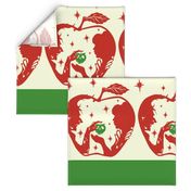 Snow White Red Green Apple Border Print