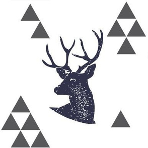 Geometric Deer in Navy