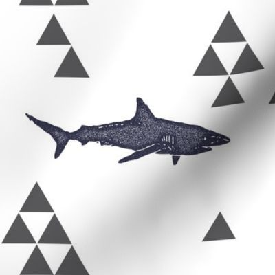 Geometric Shark in Navy