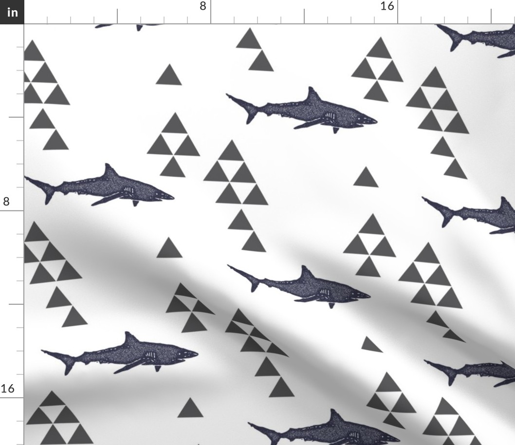 Geometric Shark in Navy