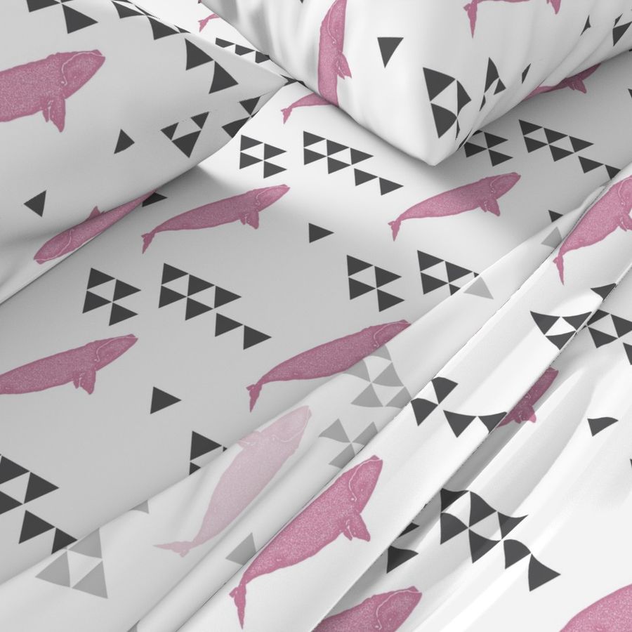 Geometric Whale in Pink