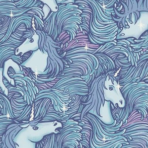 Drowning Unicorns in blue