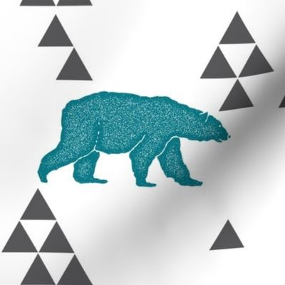 Geometric Bear in Teal