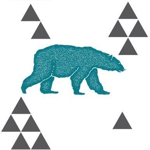 Geometric Bear in Teal