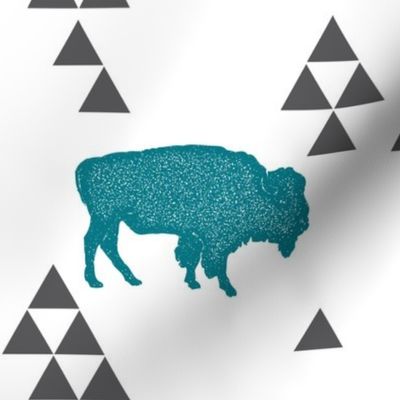 Geometric Buffalo in Teal