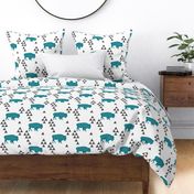 Geometric Buffalo in Teal