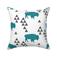 Geometric Buffalo in Teal