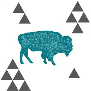 Geometric Buffalo in Teal