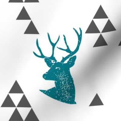 Geometric Deer in Teal