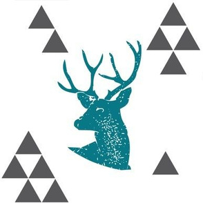 Geometric Deer in Teal