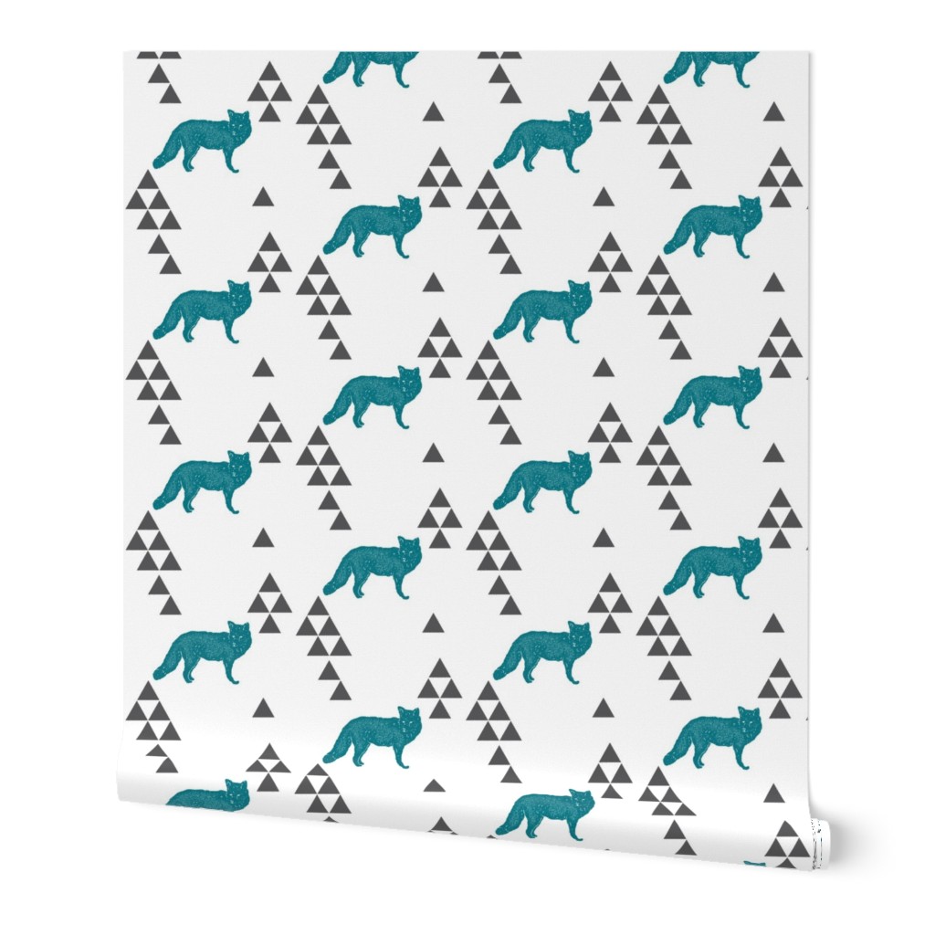 Geometric Fox in Teal