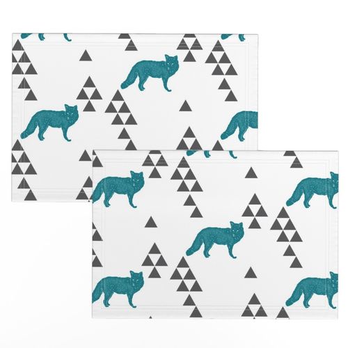 Geometric Fox in Teal