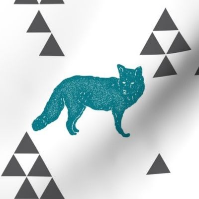 Geometric Fox in Teal