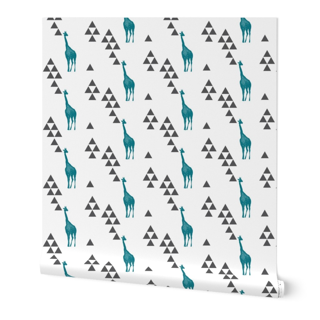 Geometric Giraffe in Teal