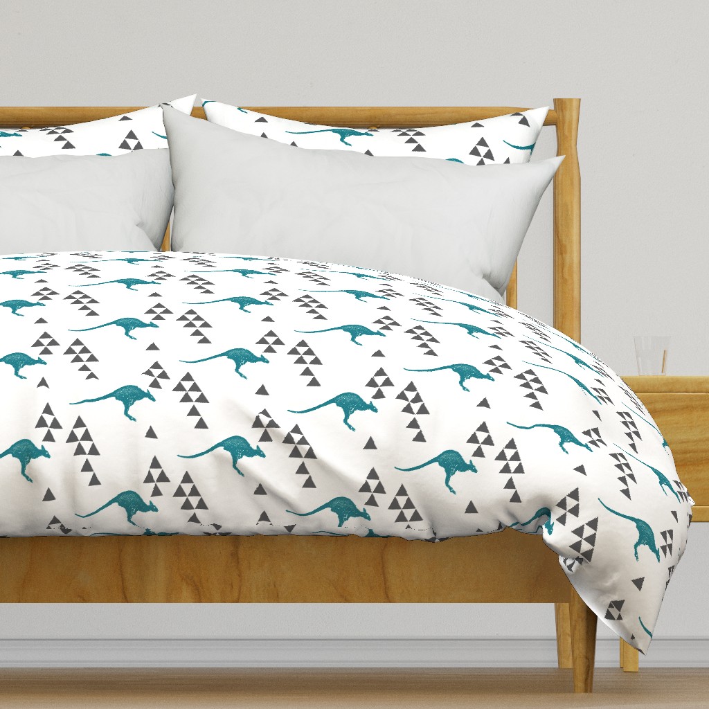 Geometric Kangaroo in Teal