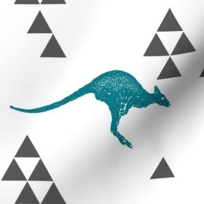 Geometric Kangaroo in Teal