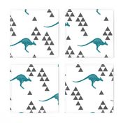 Geometric Kangaroo in Teal