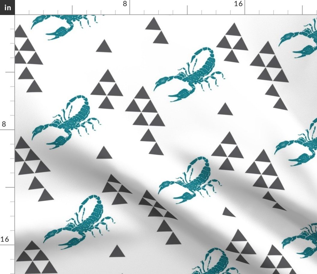 Geometric Scorpion in Teal