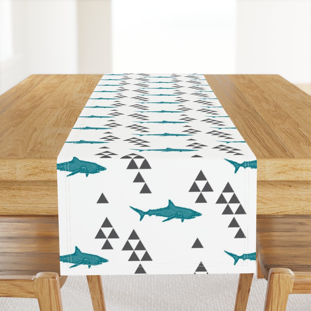 Geometric Shark in Teal