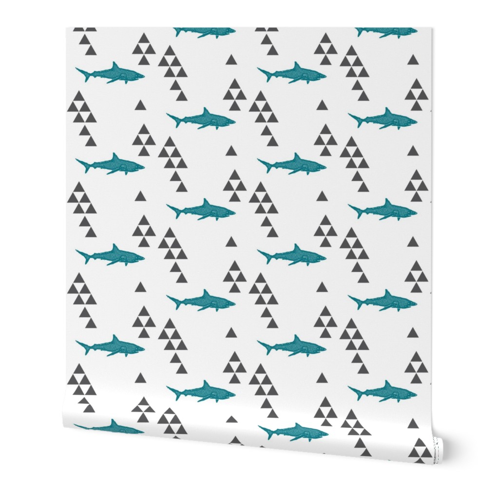 Geometric Shark in Teal