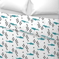 Geometric Shark in Teal