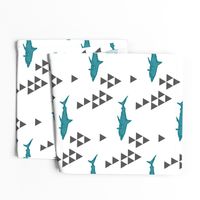 Geometric Shark in Teal