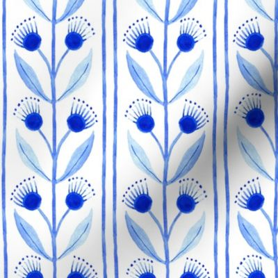 Blue Floral Vine Stripe