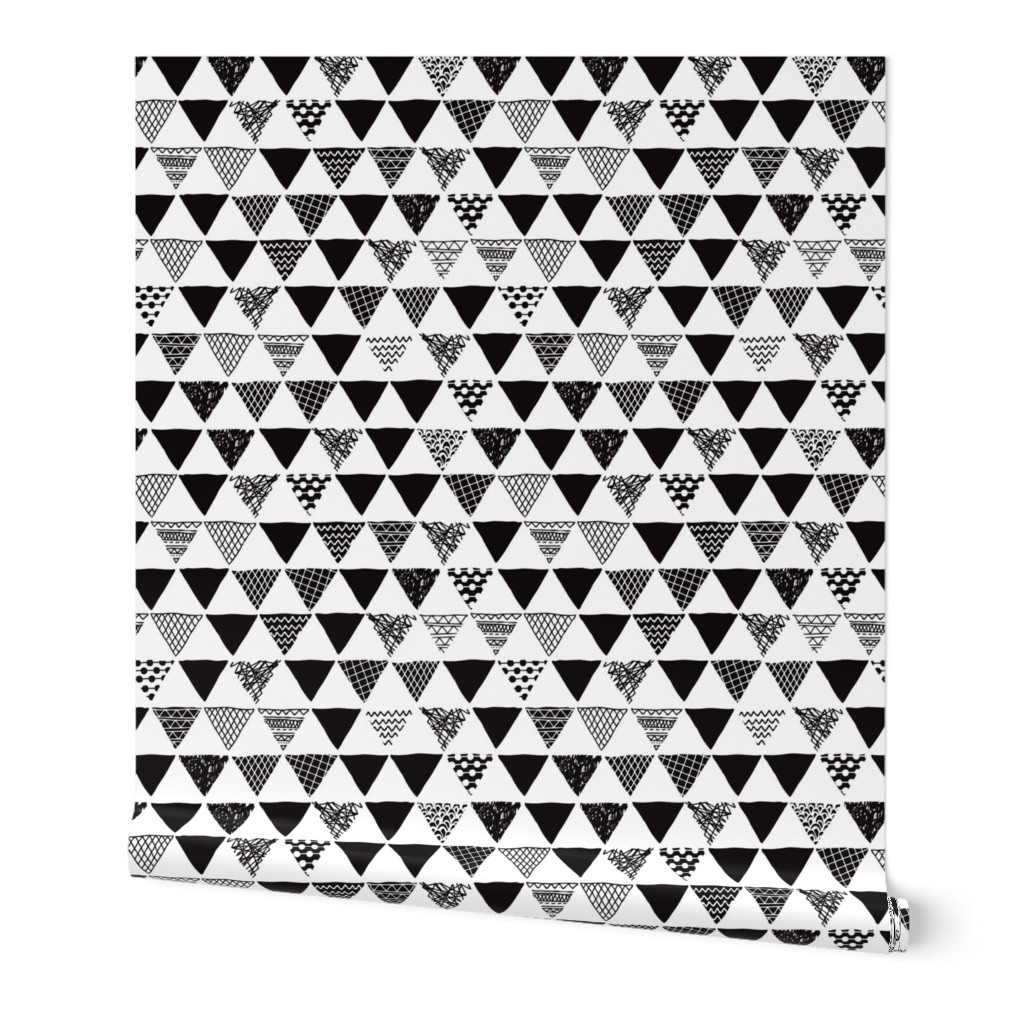 Geometric tribal aztec triangle black and white gender neutral  modern patterns