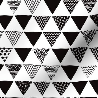Geometric tribal aztec triangle black and white gender neutral  modern patterns