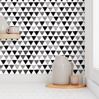 Geometric tribal aztec triangle black and white gender neutral  modern patterns