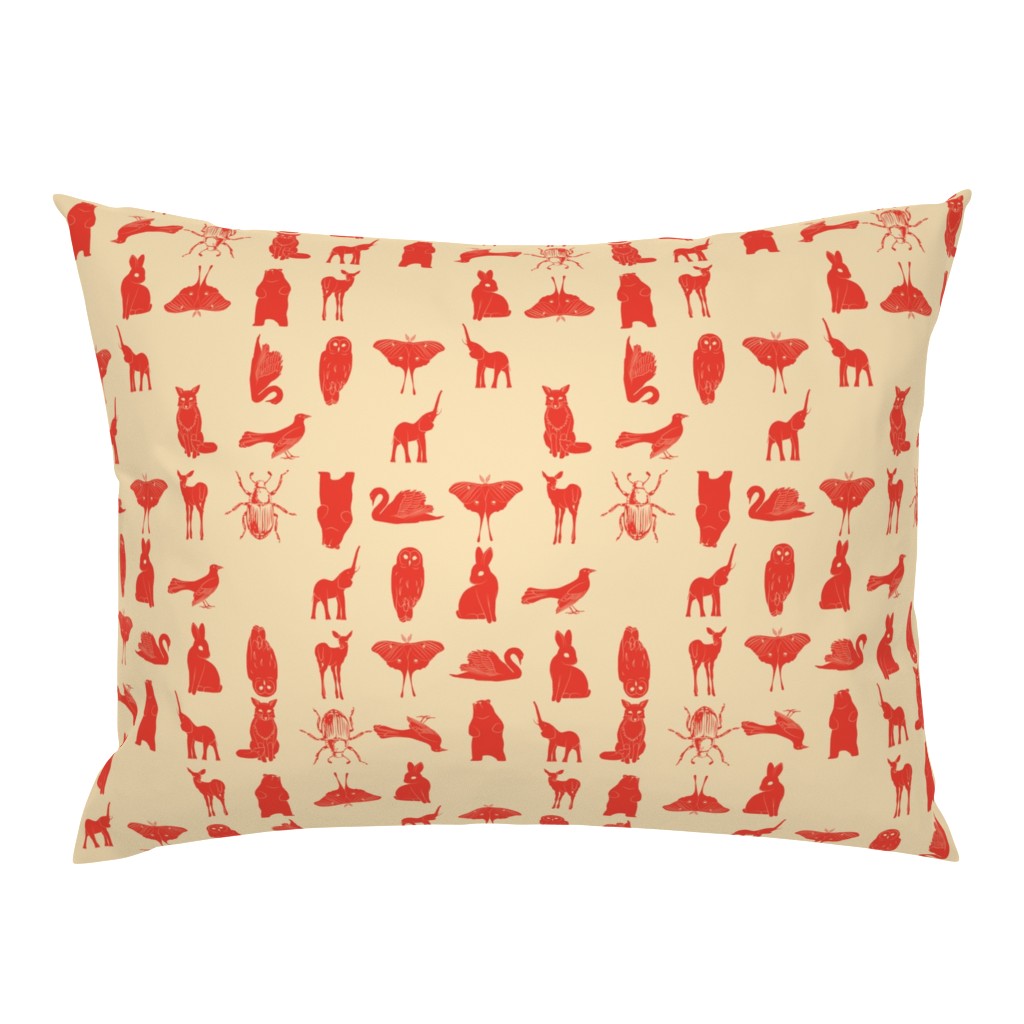 grid collective animal pattern in red