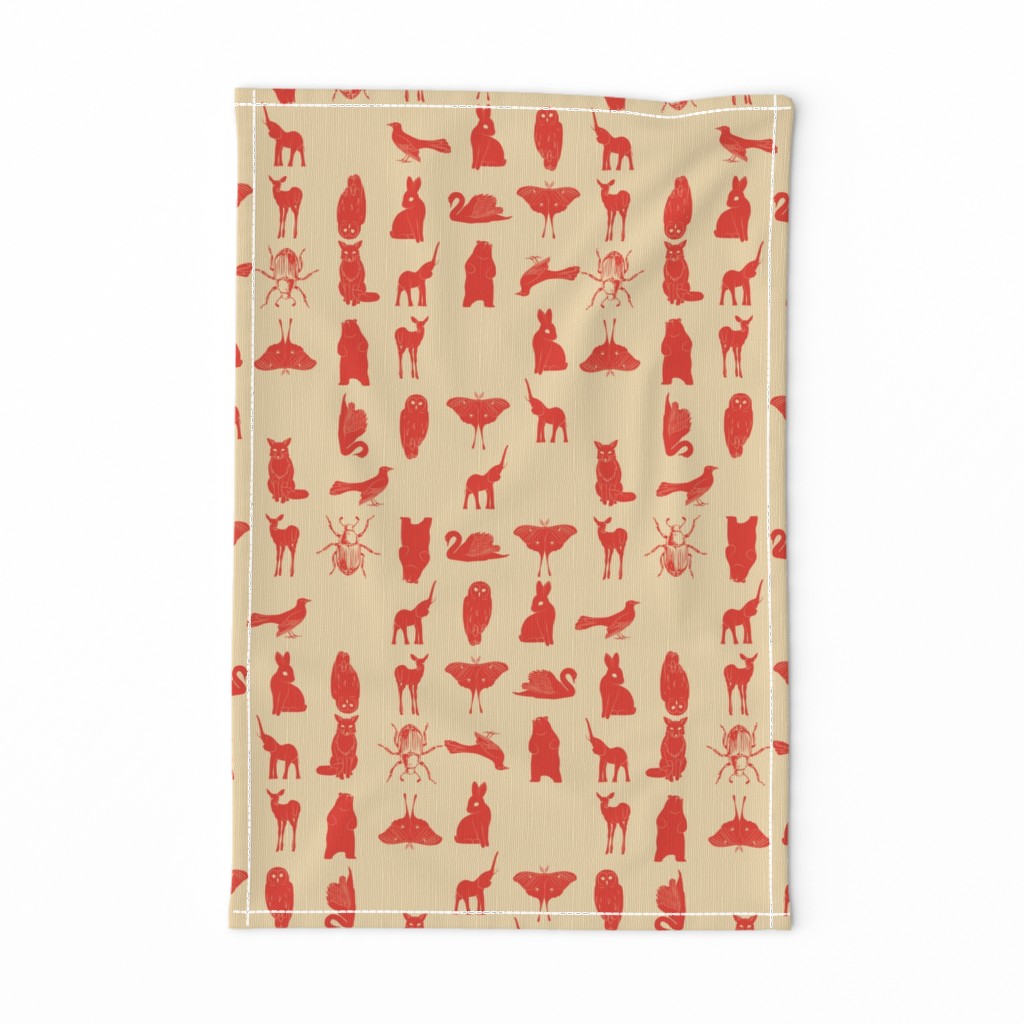 grid collective animal pattern in red
