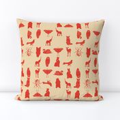 grid collective animal pattern in red