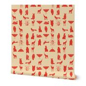 grid collective animal pattern in red