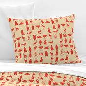 grid collective animal pattern in red