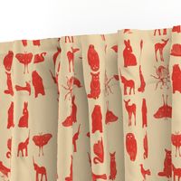 grid collective animal pattern in red