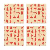 grid collective animal pattern in red