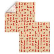 grid collective animal pattern in red