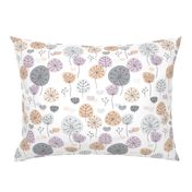 Pastel violet and gray poppy flower garden spring blossom fresh illustration print 