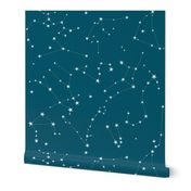 stars in the zodiac constellations on blue
